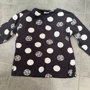 Zara Kids Black and White Polka Dot Long Sleeve Tee